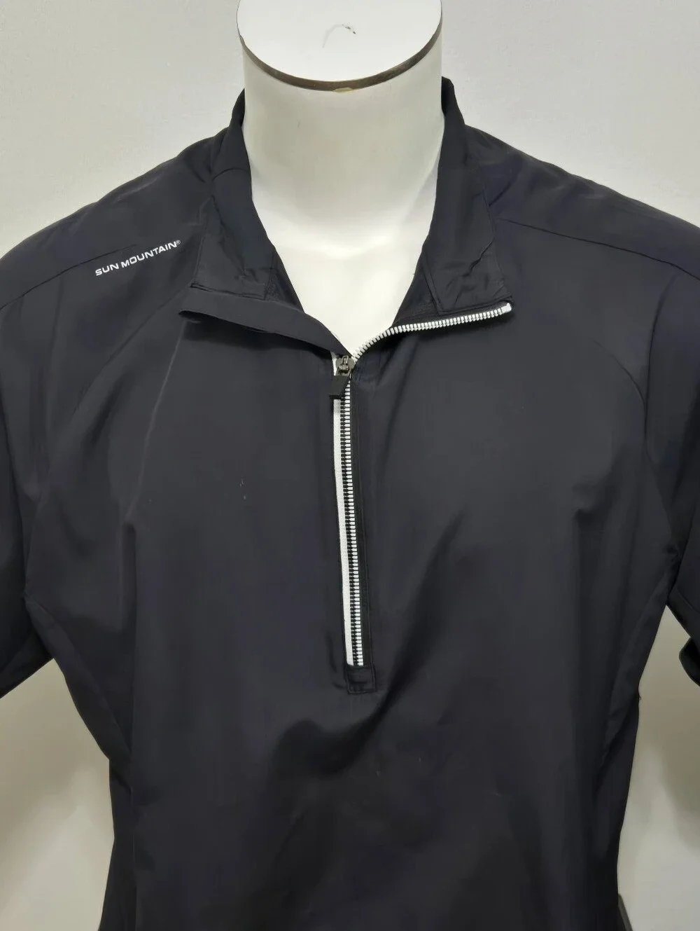 Sun Mountain Wind Wear Golf 1/4 Zip Windbreaker w/Pockets, Black, Men's L